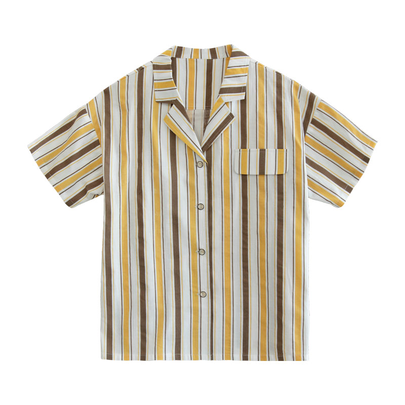 Yellow-brown vertical striped shirt