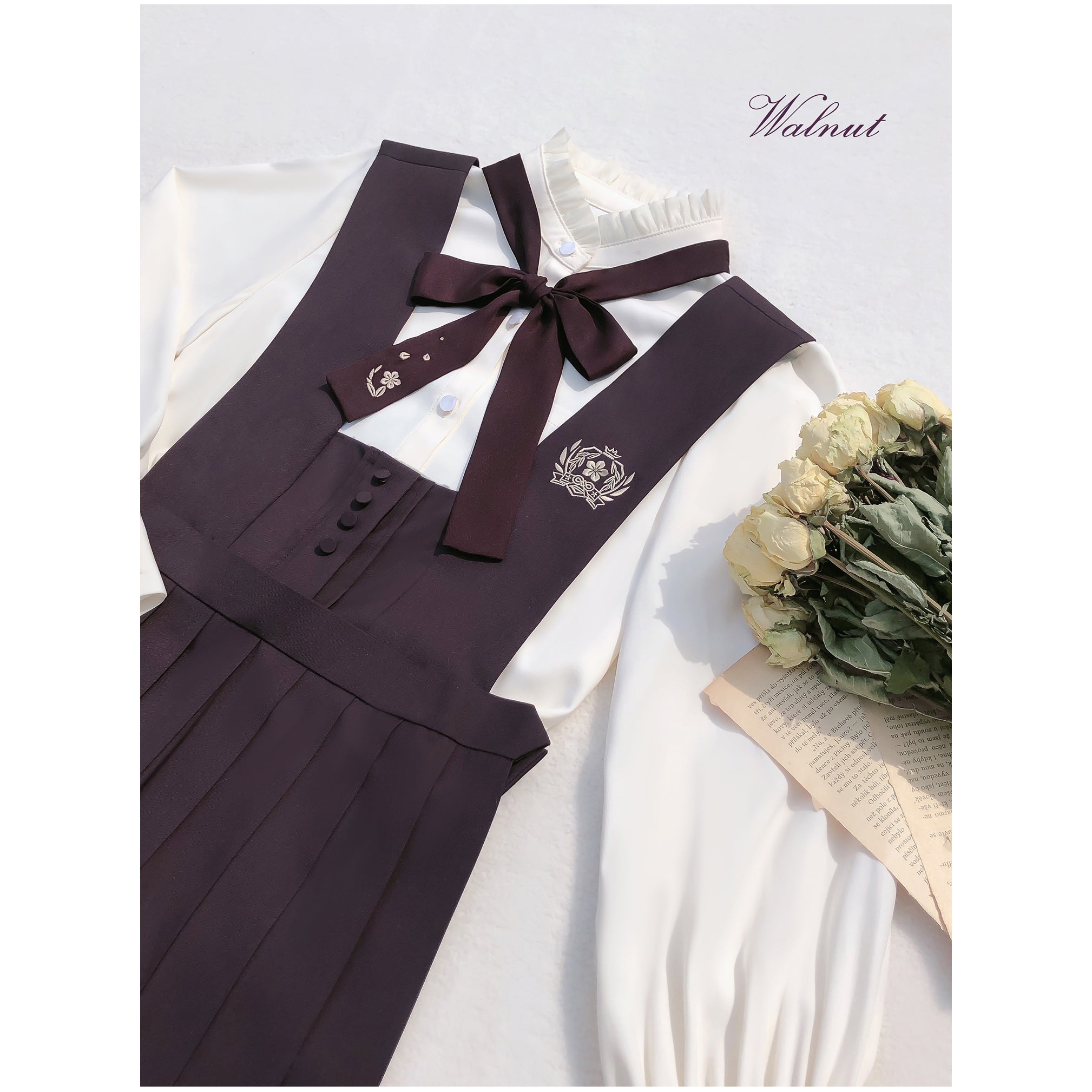 Dull purple court girl jumper skirt, blouse and cardigan（予約商品：30日以内に発送）